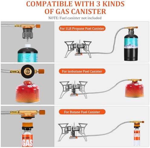 6800W Camping Backpacking Stove, Outdoor Portable Burner Cooking Stove with Fuel Canister Adapter, Piezo Ignition, Carry Case, Foldable Windproof Camping Gas Stove for Picnic Hiking - Image 7