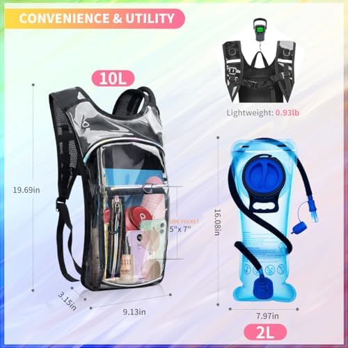 Hydration Backpack, Water Backpack with 2L Hydration Bladder, Rave Backpack Hydration Pack, Festival Essential for Raves, Hiking, Cycling, Climbing, Running, Outdoor, Camping and More - Image 2