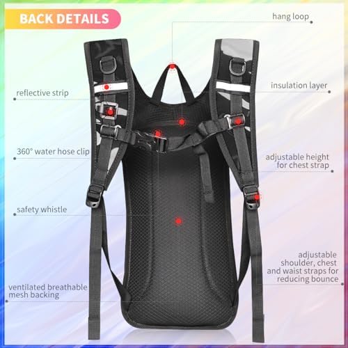 Hydration Backpack, Water Backpack with 2L Hydration Bladder, Rave Backpack Hydration Pack, Festival Essential for Raves, Hiking, Cycling, Climbing, Running, Outdoor, Camping and More - Image 3